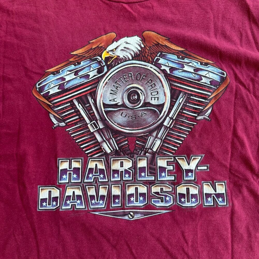 Vintage Harley Davidson TShirt Red Cotton Casper Gillette Wyoming Graphic Tee - Picture 6 of 8